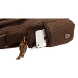 AUGUR Men's Messenger Bags Canvas Bags Crossbody Bags Genuine Leather Single Shoulder Bags (Coffee)
