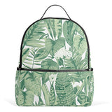 Watercolor Green Leaf Backpack School Travel Bag Daypack for Women Girls Boys