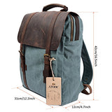 S-Zone Retro Canvas Leather School Travel Backpack Rucksack 15.6-Inch Laptop Bag