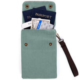 Canvas Passport Holder | Multi-Pocket with Neck Strap & Wrist Band | Travel Pouch | Cell Phone &
