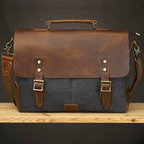 WOWBOX 15.6 Inch Messenger Bag for Mens Vintage Canvas Leather Laptop Messenger Bags Men Business