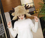 BOBILIKE Plush Fun Raindeer Ears Hood Women Costume Hats Warm, Soft and Cozy, Reindeer Brown