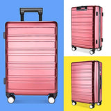 Luggage Sets, SHOWKOO 3 Piece Polycarbonate Durable Hardshell & Lightweight Suitcase Double Wheels TSA Lock City Fashion Red Wine 20in24in28in