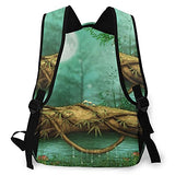 Multi leisure backpack,Fantasy Forest Fairy Tale Mushroom Jungle Gre, travel sports School bag for adult youth College Students