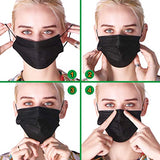 WAPIKE Black Face Masks, 100 Pcs Black Disposable Face Masks 3 Ply Filter Protection