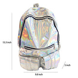 ABage Women's Hologram Backpack Casual Laser Travel School Bag College Backpack, Silver