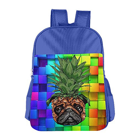 Gibberkids Child'S Pineapple Pug Dog Colorful School Bag Bookbag Boys/Girls For 4-15 Years Old