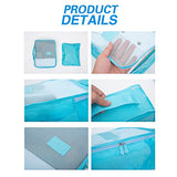 Pack of 6 Packing Cubes-Compression Travel Luggage Organizer-Travel Clothe Storage Bag-Travel Mesh Pouch -Laundry Bag-Travel Packing Organizer-Shoe Bag (Light Blue )