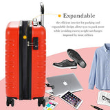 Murtisol 3 Pieces Expandable ABS Luggage Sets TSA Lightweight Durable Spinner Suitcase 20" 24" 28", 3PCS Orange