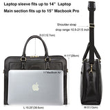 Banuce Full Grains Leather Briefcase Women Messenger Satchel Bag 14 Laptop Black