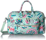 Vera Bradley Iconic Compact Weekender Travel Bag, Signature Cotton, Mint Flowers