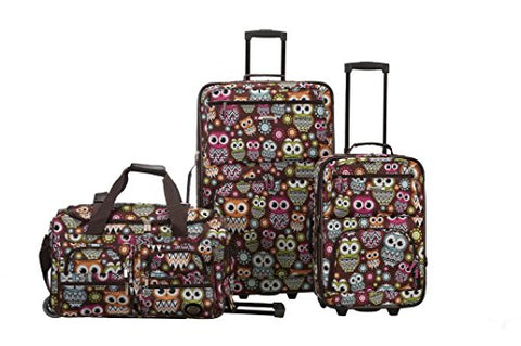 Rockland 3 Piece Luggage Set, Owl, One Size