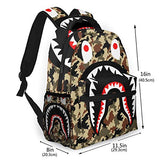 NiYoung Big Capacity Backpck, Shark Teeth Army Camo Anti-Theft Multipurpose Bookbag with Padded Straps, Casual College School Daypack, Camping Outdoor Backpack, Business Computer Bag
