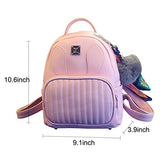 ABage Women's Leather Backpack Purse College School Travel Casual Daypack Handbag, Pink
