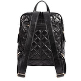 ABage Women's Genuine Leather Backpack Vintage Casual Quilted Travel Backpack Purse, Black