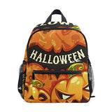 Toddler Backpack Scary Pumpkins Jack O Lantern Bats Skull Mini Preschool Bag for Unisex Kids
