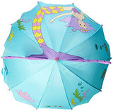 Kidorable Blue Mermaid Umbrella for Girls with Fun Seahorse Handle and Pop-Up Tail