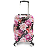 Bebe Women'S Marie 21" Hardside Carry-On Spinner Luggage, Black Floral Print