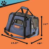 Pawfect Pets Airline Approved Pet Carrier Soft-Sided Cat Carrier and Dog Carrier for Small Dogs and Cats, Fits Underneath Airplane Seat. Comes with Two Fleece Pet Mats. (Navy)