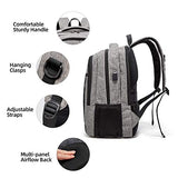 QINOL Travel Laptop Backpack Anti-Theft Work Bookbags With Usb Charging Port, Water Resistant 15.6 Inch College Computer Bag for Men Women (Grey)
