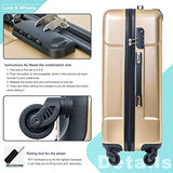 Merax 3 Piece P.E.T Luggage Set Eco-Friendly Light Weight Spinner Suitcase (Gold)