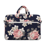 Canvaslife White Rose Patten Canvas Laptop Shoulder Messenger Bag Case Sleeve For 11 Inch 12 Inch