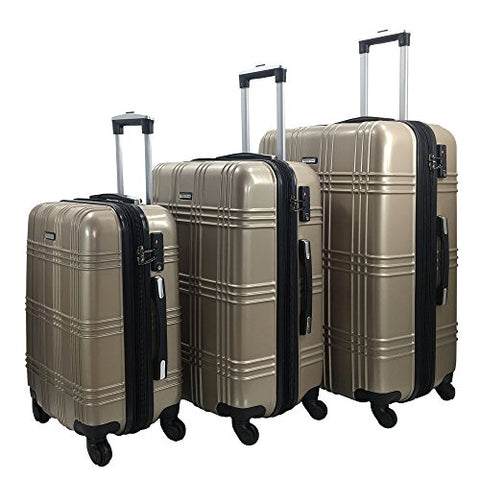 3 Pc Luggage Set Durable Lightweight Spinner Suitecase-Lug3-Gl8109-Champagne