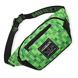 Boys Minecraft Fanny Pack Bag -Black and Green Minecraft Creeper Face Fanny Pack Bag, Adjustable - (Unisex, Black Green)