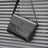 Babama Men Leather Messenger Bag Crossbody Shoulder Purse Briefcases Laptop Satchel Black