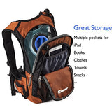 MIRACOL Hydration Backpack with 2L BPA Free Water Bladder, Thermal Insulation Pack Keeps Liquid Cool up to 4 Hours, Perfect Outdoor Gear for Hiking, Cycling, Camping, Running （Dark Orange）