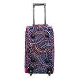 World Traveler Spiral Flower 21-Inch Rolling Duffle Bag, Pink Trim Spiral Flower