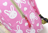 X-Happy Rabbit Animals Kids Book Backpack Baby Girls School Bag (Pink)
