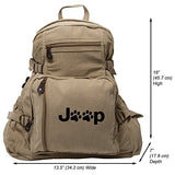 Jeep Wrangler Cat Dog Paw Prints Army Sport Heavyweight Canvas Backpack Bag in Khaki & Black, Large
