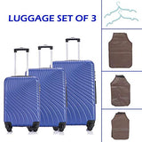 Apelila 3 Piece ABS Luggage Sets with Spinner Wheels Hard Shell Spinner Carry On Suitcase (Blue, 3 Pieces 20 24 28 Inch)