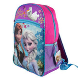 Disney Frozen Girl's Large Backpack - Pink and Purple with Blue Trim