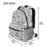 Sea Fish Pattern Daypack Backpack School College Travel Hiking Fashion Laptop Backpack for Women Men Teen Casual Schoolbags Canvas