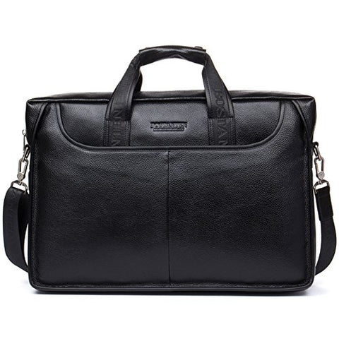 BOSTANTEN Leather Lawyers Briefcase Laptop Messenger Business Bags for Men Black