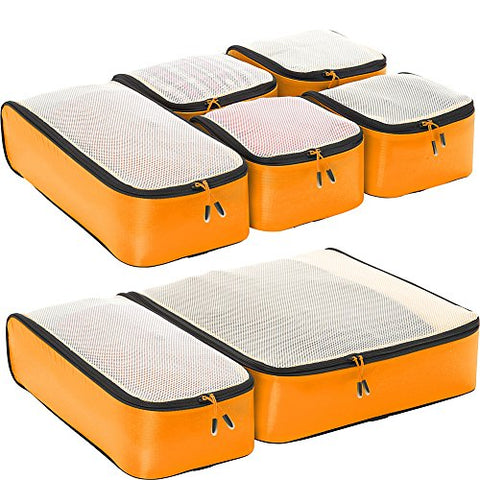 eBags Ultralight Travel Packing Cubes - Lightweight - Ultimate Packer Organizers - 7pc Set - (OrangeYellow)