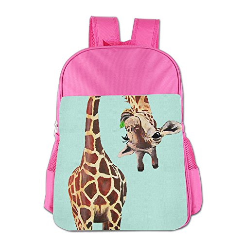 Gibberkids Children Giraffe Funny School Bags Bookbag Boys/Girls For 4-15 Years Old Pink