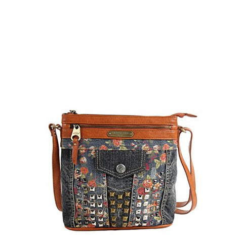 Nicole Lee Rikky Floral Studded Denim Cross Body Bag, Yellow, One Size
