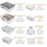 Packing Cubes 8 Sets Latest Design Travel Luggage Organizers Include Waterproof Shoe Storage Bag Convenient Packing Pouches for Traveller (Navy blue)