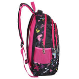 Mggear 19-Inch Girls' School Book Backpack W/ Hearts & Butterflies Print, Black