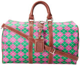 Sydney Love Argyle Small Duffel Carry On,Pink/Green,One Size