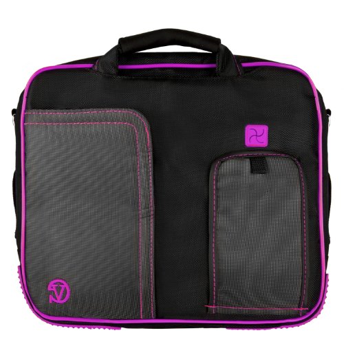 PINDAR Messenger Shoulder Carrying Bag Durable Case (Purple Trim) For The RCA DRC6331 10-Inch LCD