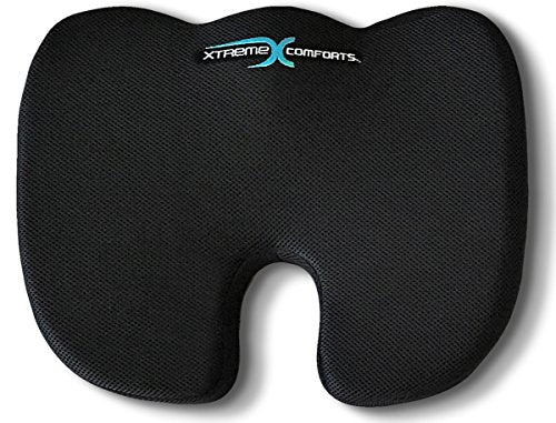 Goodwill Seat Cushion Pillow for Office Chair - Memory Foam Firm Coccyx Pad  - Tailbone, Sciatica, Lower Back Pain Relief - Contoured Posture Corrector  for Car, Wheelchair, Computer and Desk Chair 