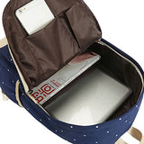 ABage Girl's Canvas Backpack Set Lightweight Patterned 3-Piece Laptop Bookbag, Green