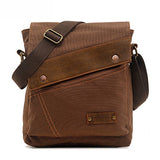 AUGUR Vintage Messenger Bag Ipad Bag Canvas Leather Messenger bags Shoulder Bag (Brown)