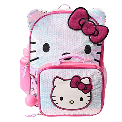 Hello Kitty Backpack and Lunch Box Set for Kids Boys Girls - 5 PC 16 Kitty Backpack, Lunch Bag, Water Bottle, and More