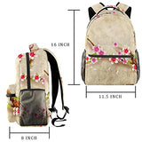 LORVIES Japanese Style Peach Blossom Flower Background Lightweight School Classic Backpack Travel Rucksack for Girls Women Kids Teens