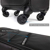 NEWCOM Luggage 20 Inch Carry On Softside Spinner Business Suitcase Softshell Trolley Case with USB Charging Port Build-in TSA Lock